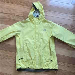 Yellow north face rain jacket